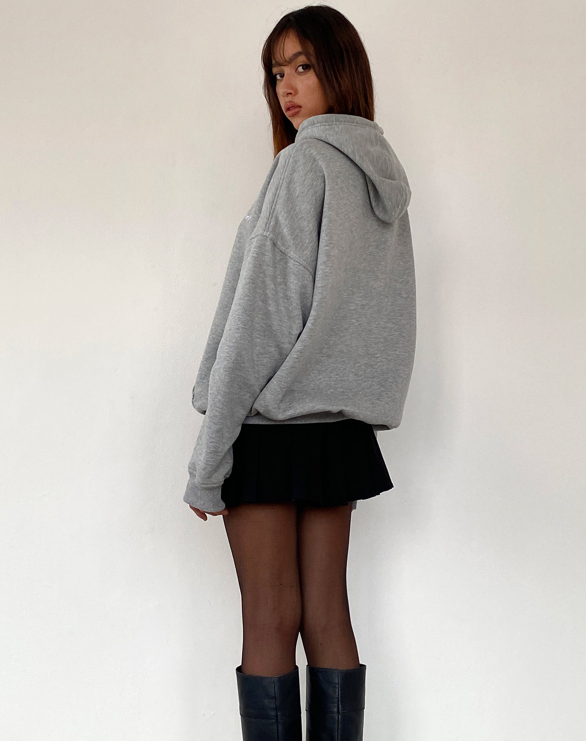 Imagen de Oversize Hoodie in Grey Marl with Motel Scribble Embroidery
