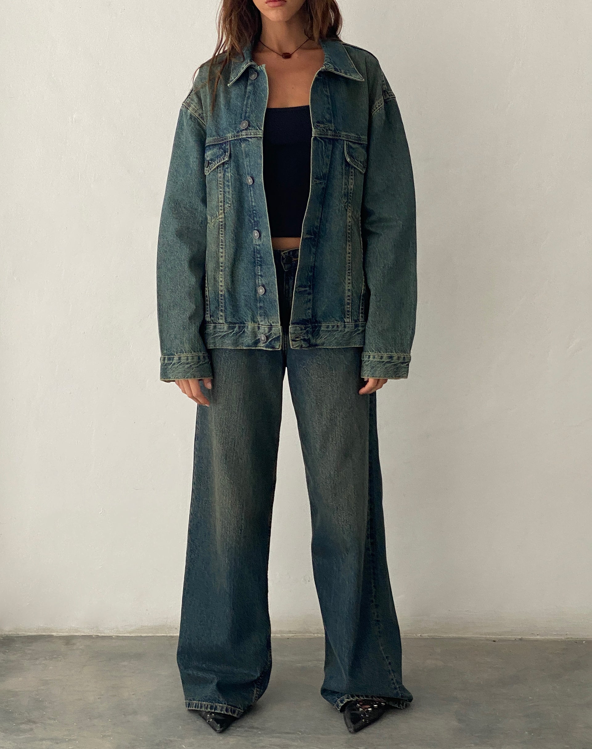 imagen de Oversized Denim Jacket in Brown Blue Acid