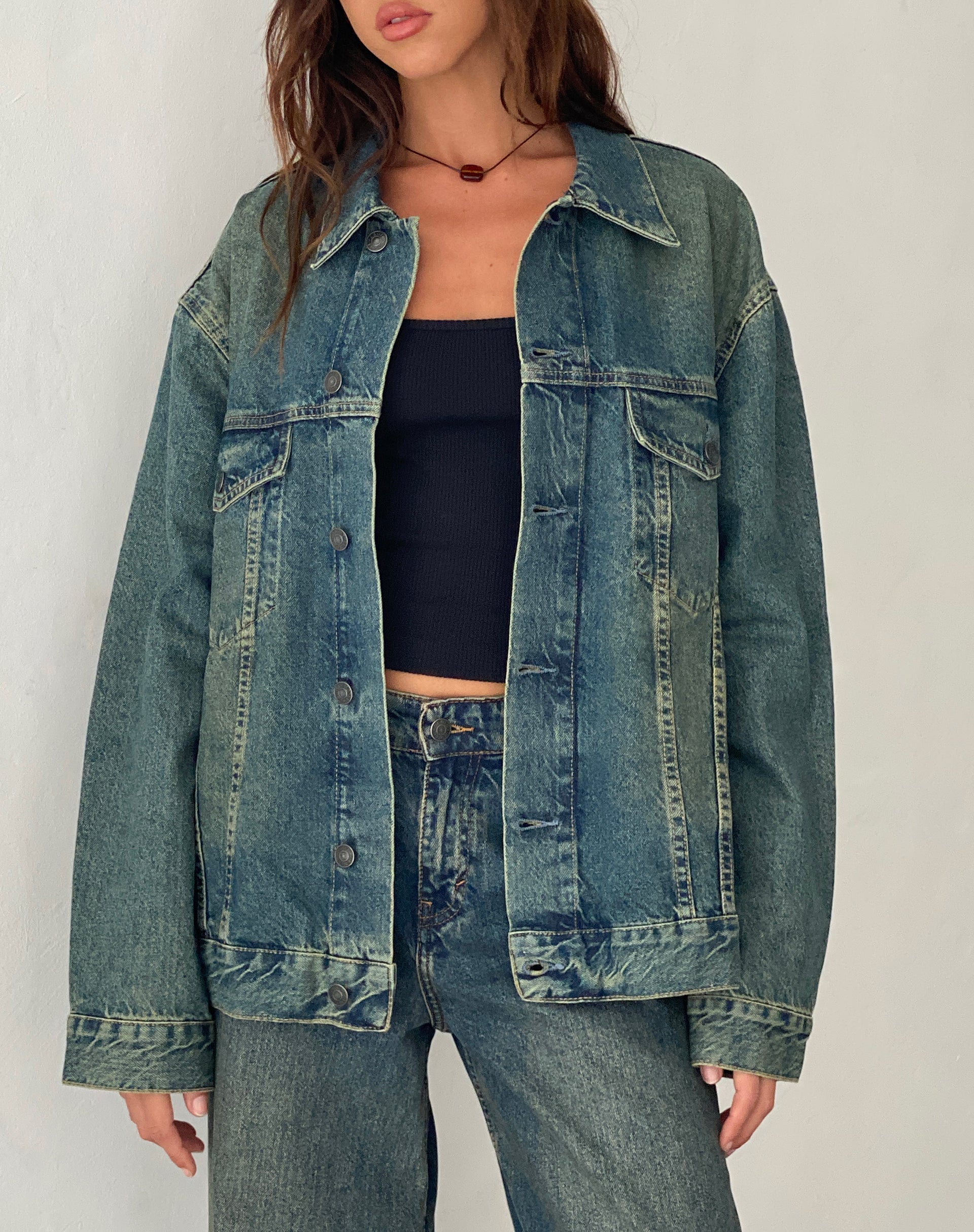 imagen de Oversized Denim Jacket in Brown Blue Acid