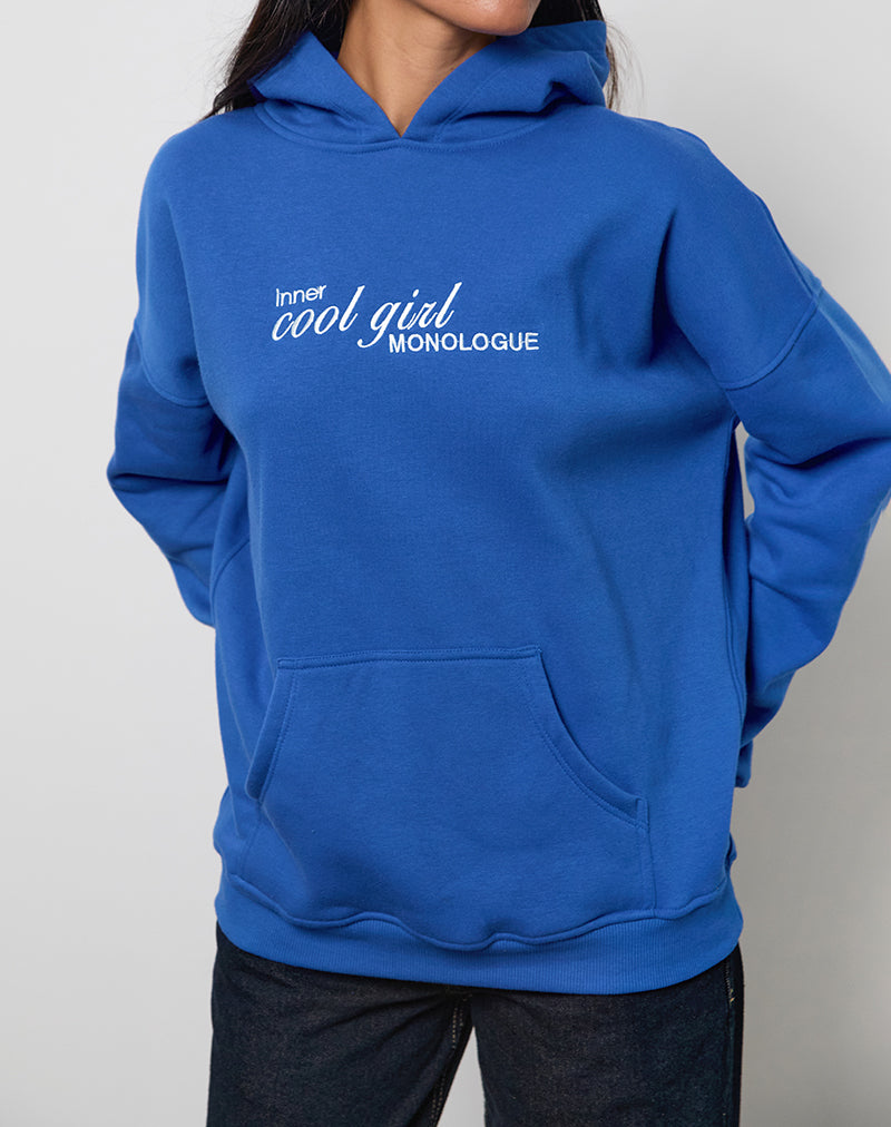 Imagen de Oversized Hoodie in Cobalt Blue with Cool Girl Graphic