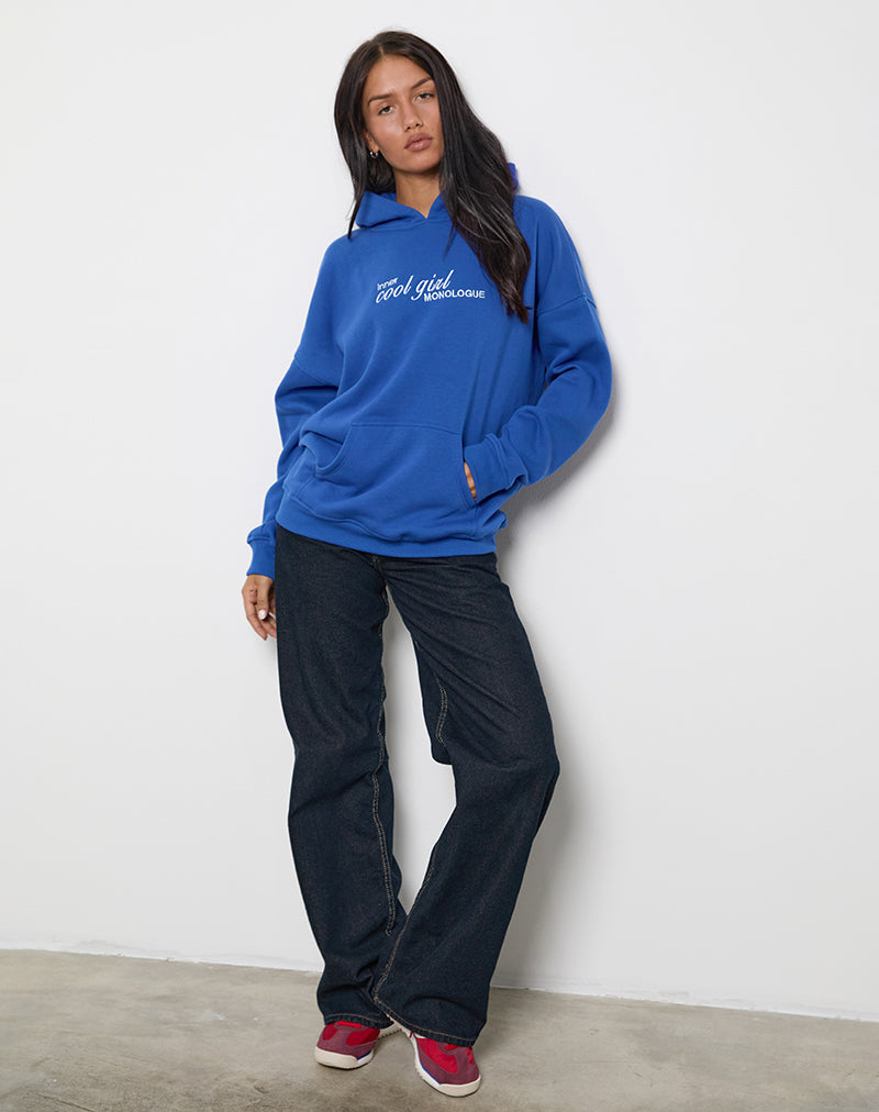 Imagen de Oversized Hoodie in Cobalt Blue with Cool Girl Graphic