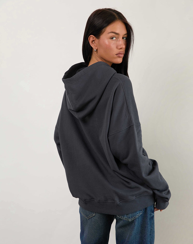 Sudadera oversize con capucha en Ocean Storm con gráfico Lucky You