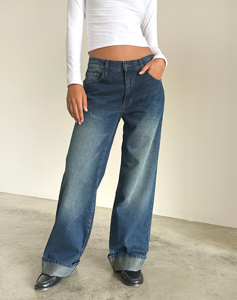 Vaqueros oversize Dad de tiro bajo en Vintage oscuro