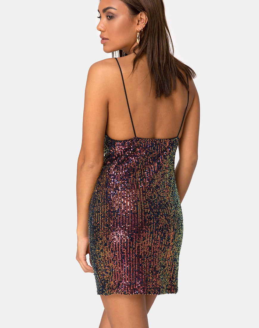 Imagen de Paiva Slip Dress in Drape Net Sequin Iridescent Burgundy