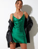 imagen de Paiva Slip Dress en Satén Verde Kelly