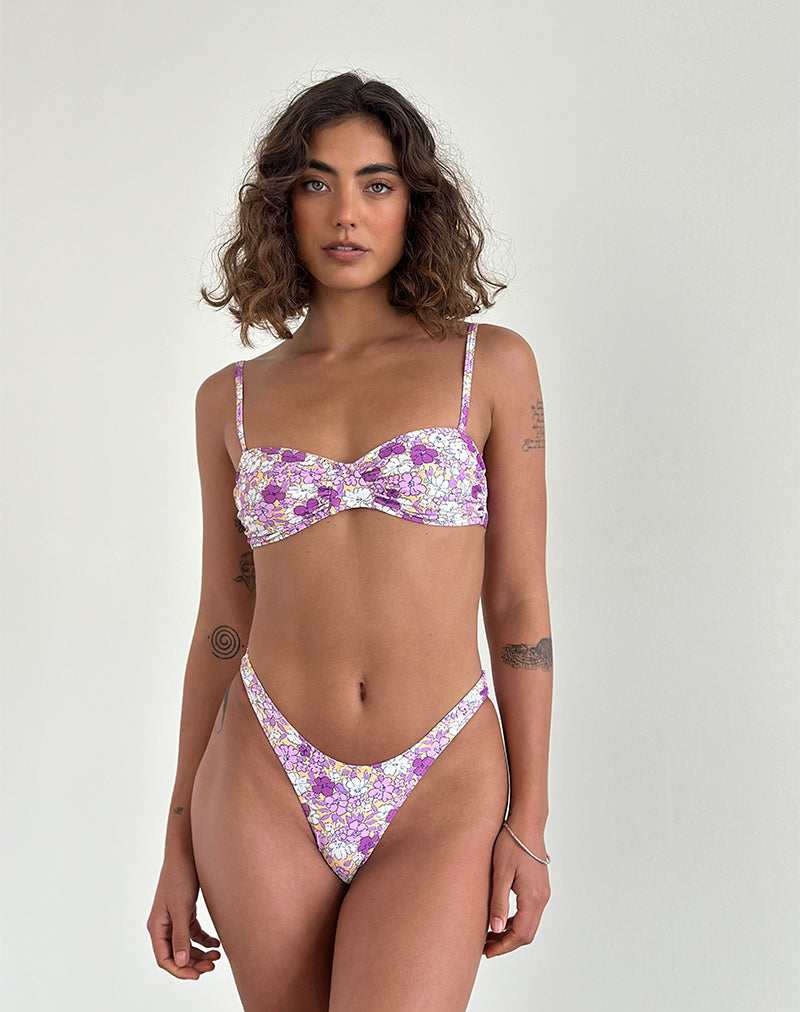 Braguita de bikini Farida en naranja floral brillante y morado