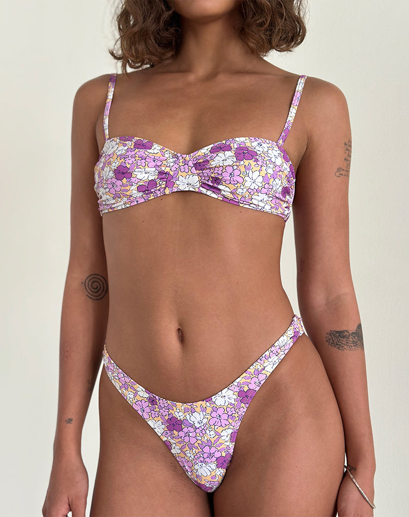 Braguita de bikini Farida en naranja floral brillante y morado