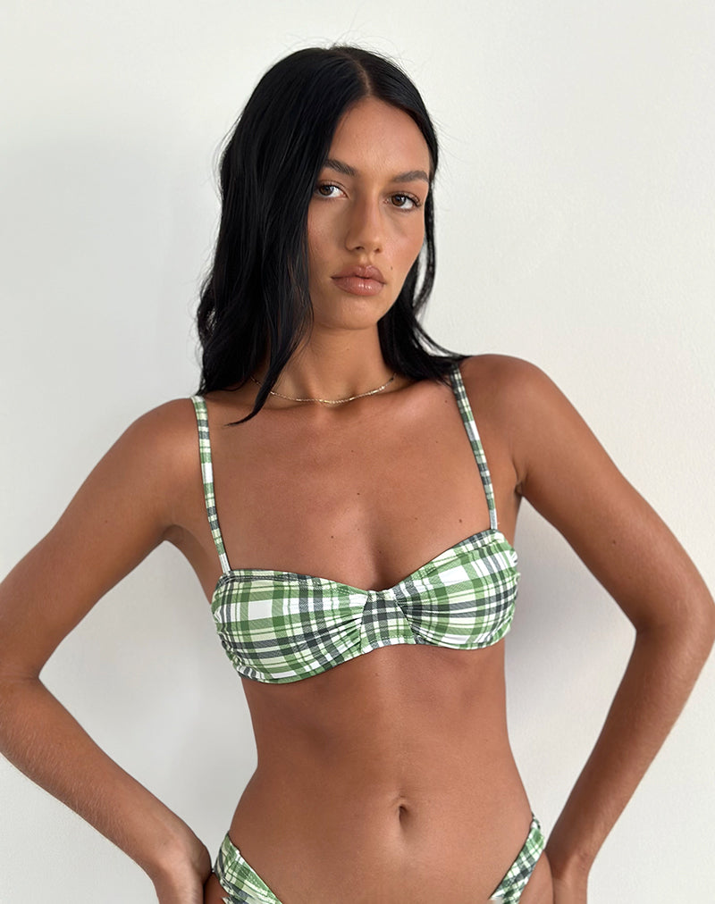 Imagen del sujetador de bikini Pali en tartán verde