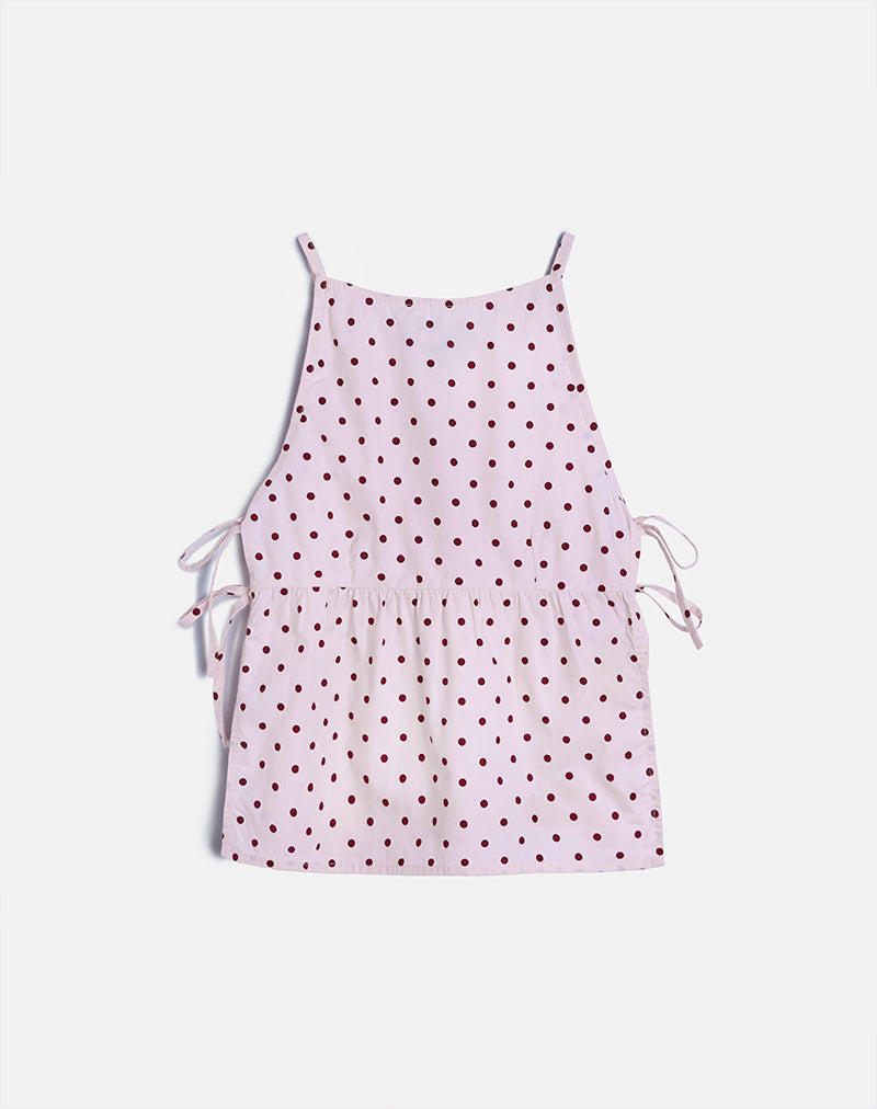 Imagen de Palsi Tie Side Top en Rosa con Lunares Mediano Rojo