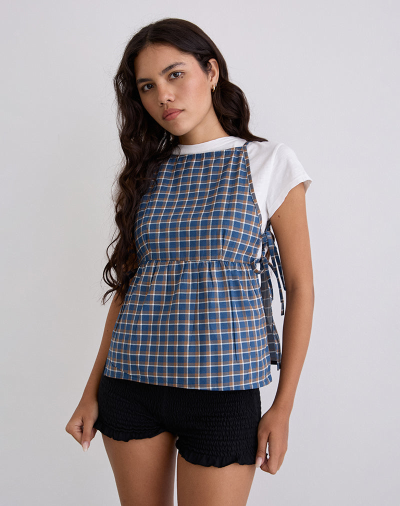 Top Palsi Tie Side Azul Tartán Medio