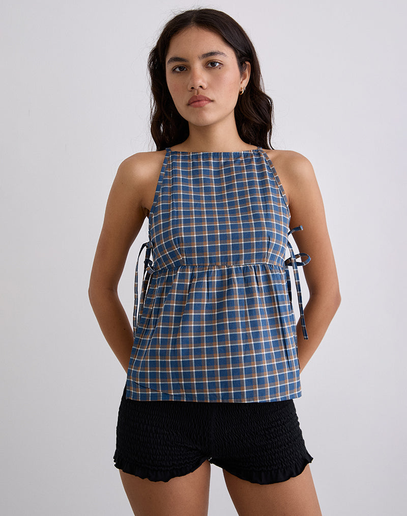Imagen de Palsi Tie Side Top en Azul Tartán Medio