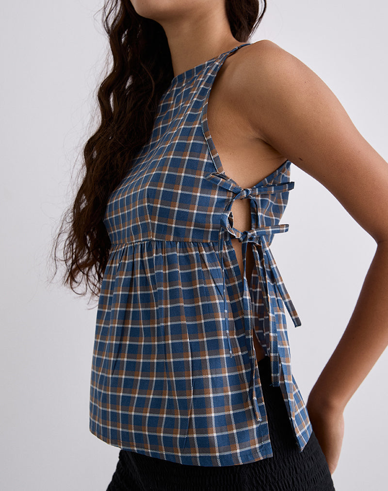 Top Palsi Tie Side Azul Tartán Medio