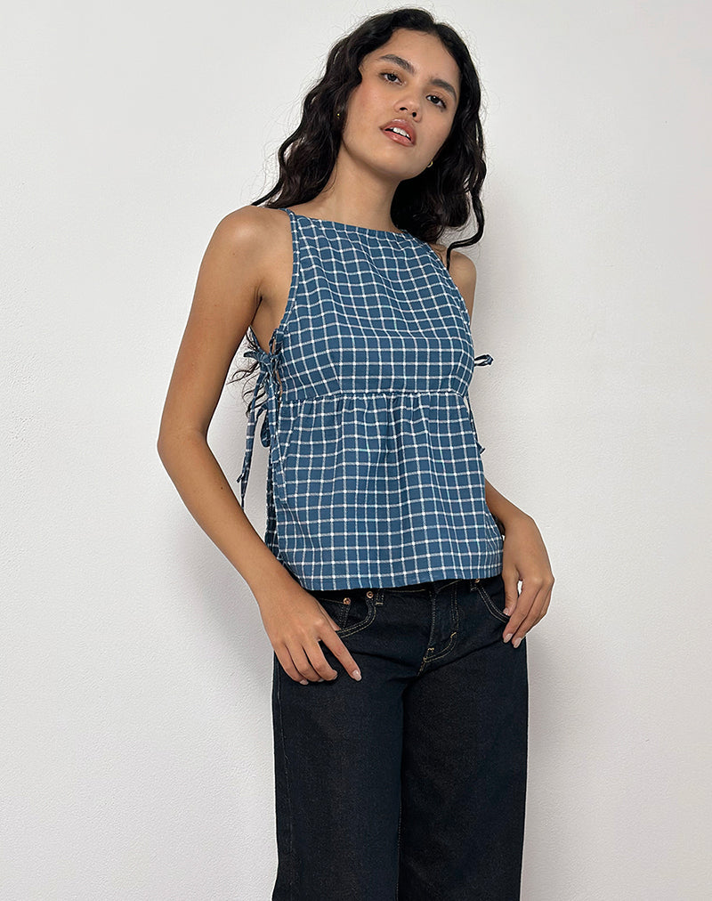 Imagen de Palsi Tie Side Top in Navy Tartan