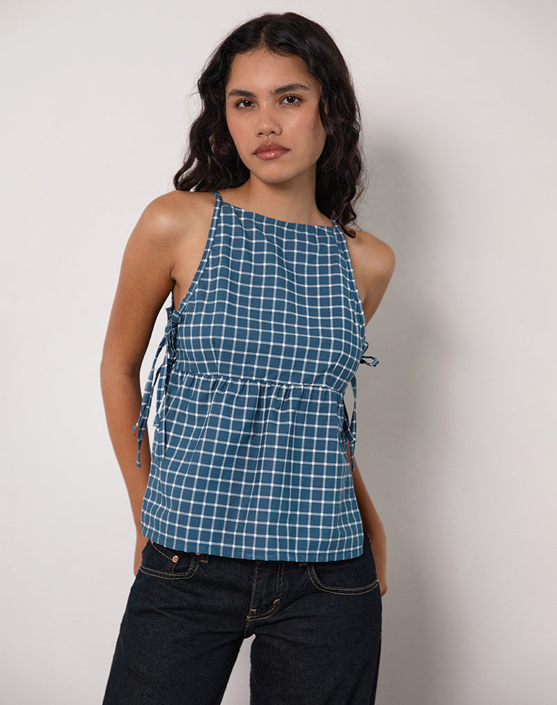 Imagen de Palsi Tie Side Top in Navy Tartan
