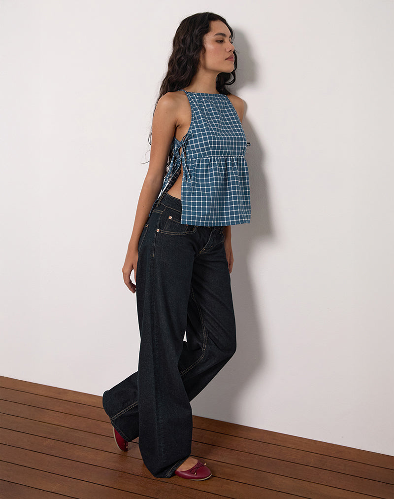 Imagen de Palsi Tie Side Top in Navy Tartan