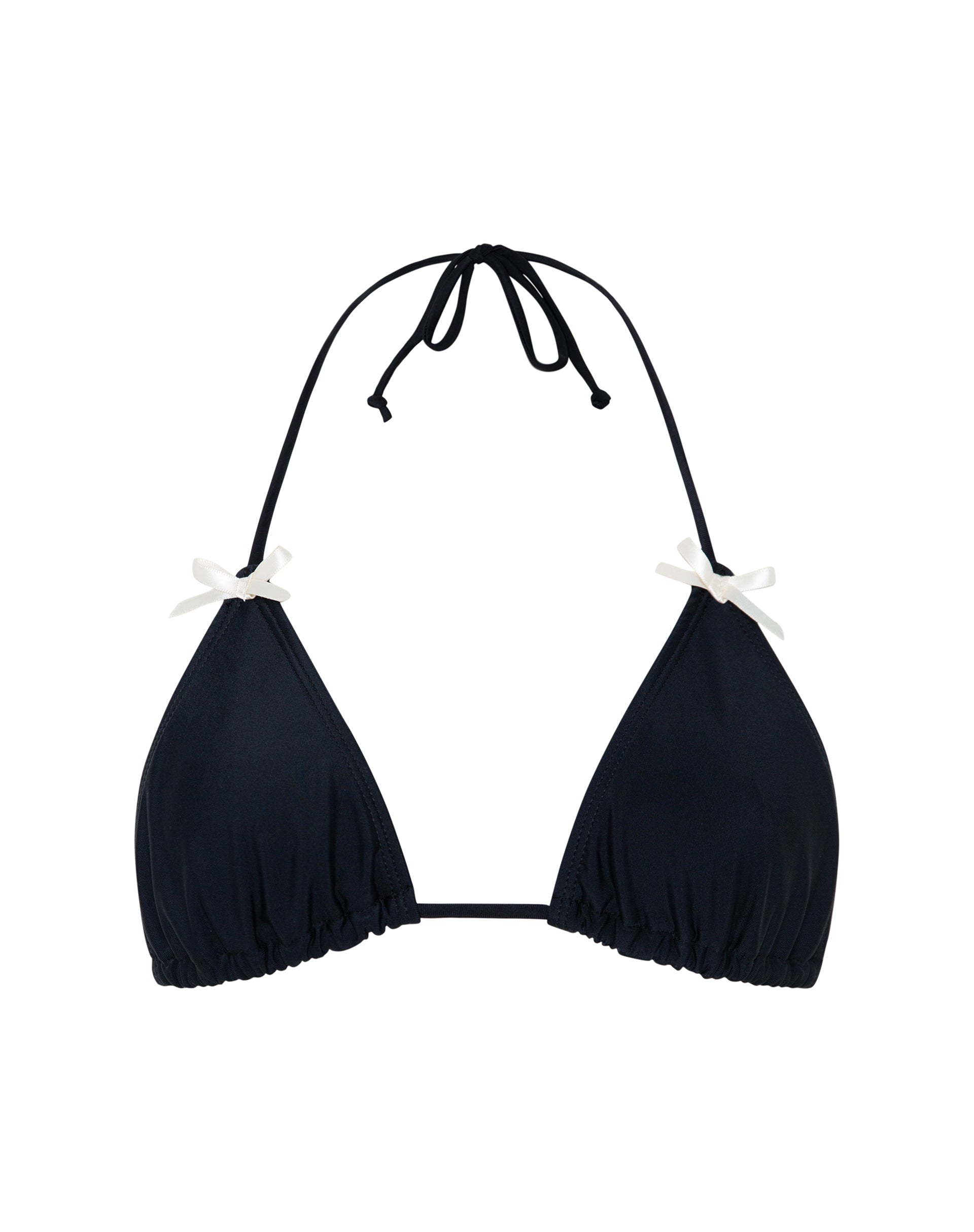 Imagen del sujetador de bikini Pami negro con lazo marfil