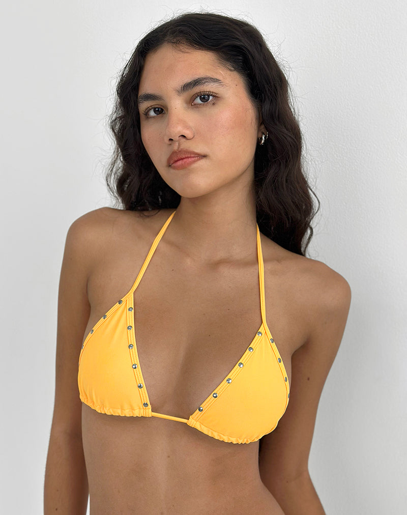 Imagen del sujetador de bikini Pami naranja claro con tachuelas