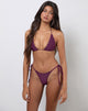 Imagen de la braguita de bikini Lentra burdeos con tachuelas