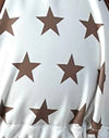 Estampado de estrellas blancas y marrones con encuadernación de contraste