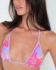 Imagen del sujetador de bikini Pami Holiday Floral rosa con ribete lila