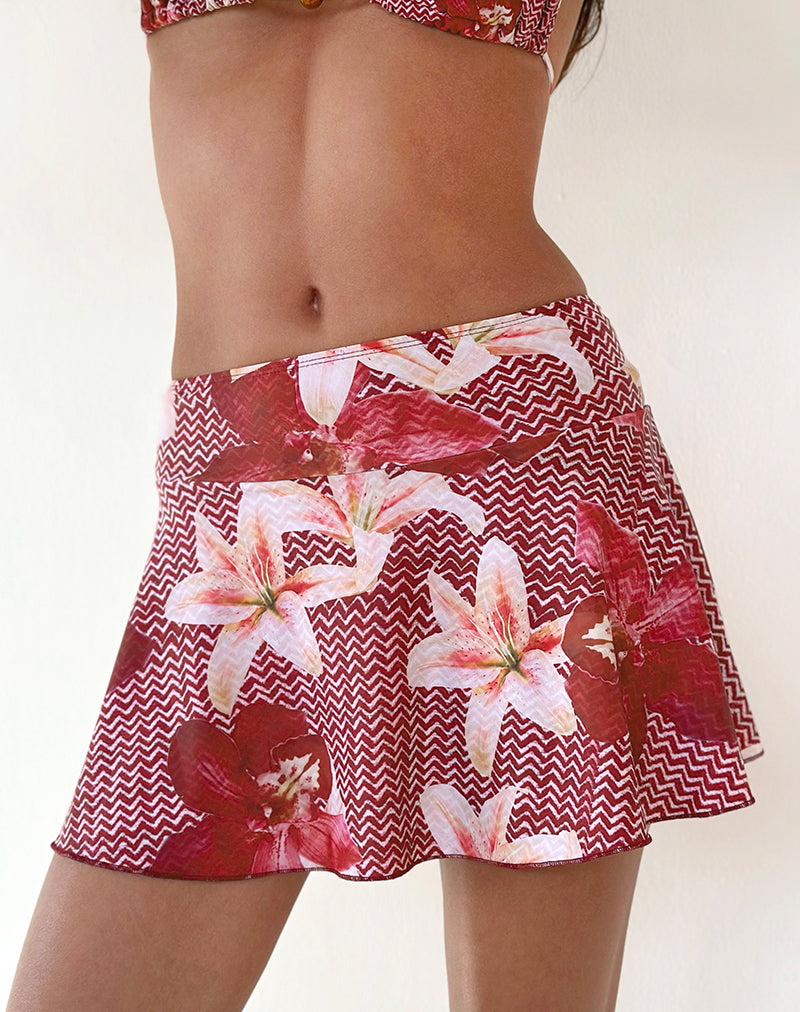 Minifalda de baño Orla en Zig Zag Lily Borgoña