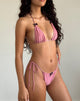 Imagen de la braguita de bikini Leyna en rosa brillante con lazo negro