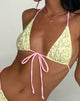 Imagen del sujetador de bikini Pamita en Paisley amarillo con ribete rosa