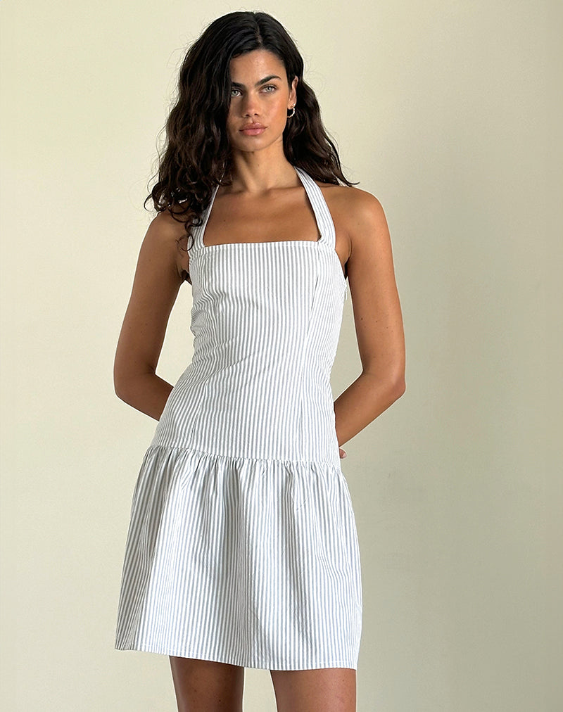 Imagen de Panja Minivestido de rayas pequeñas gris vertical