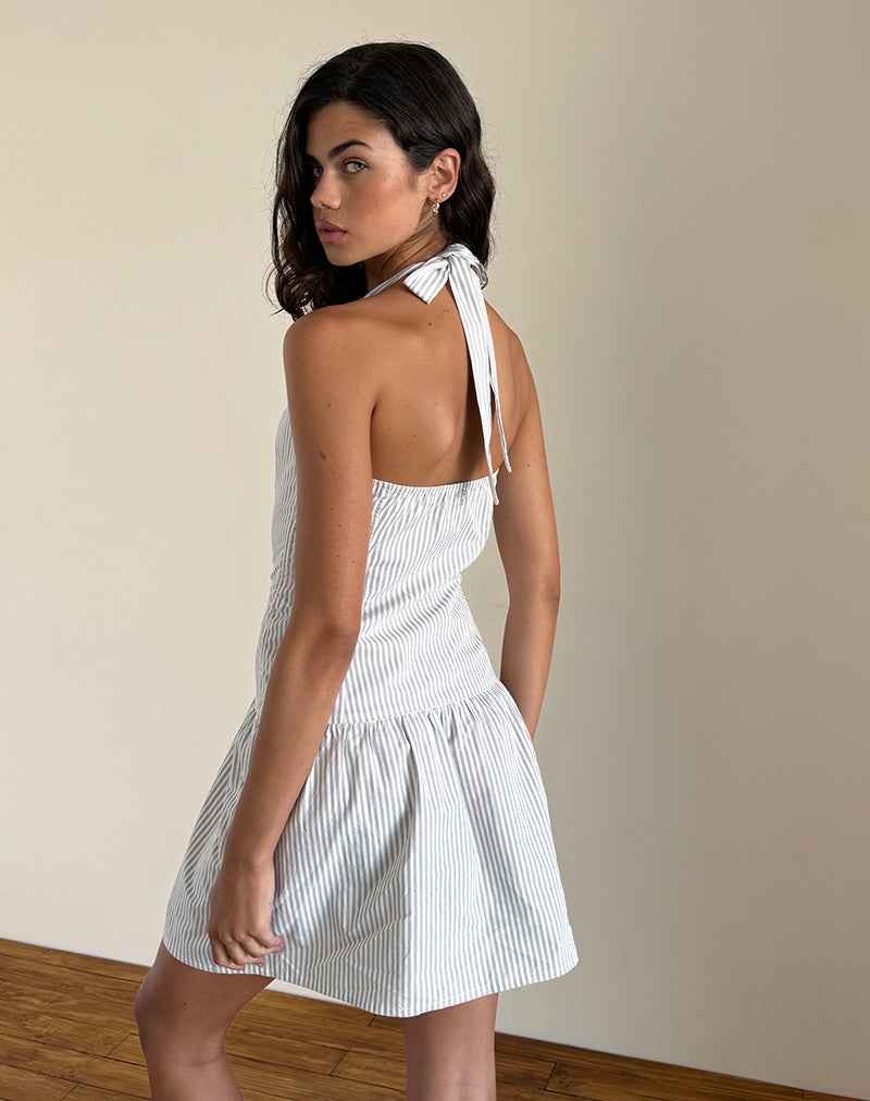 Imagen de Panja Minivestido de rayas pequeñas gris vertical
