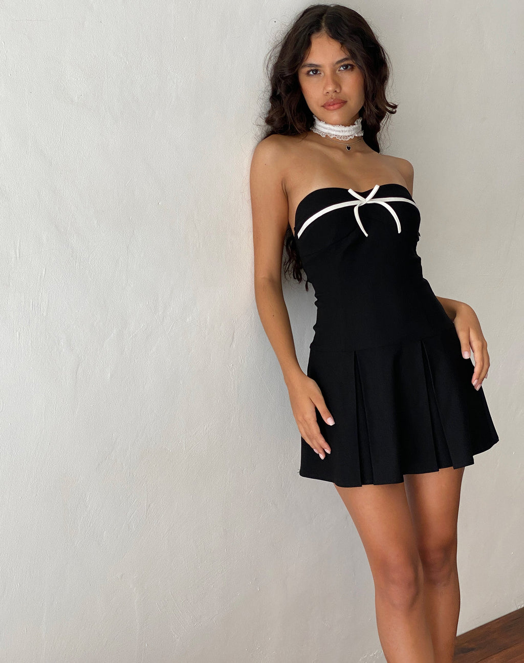 Minivestido Panolia con Lazo en Sastrería Negro
