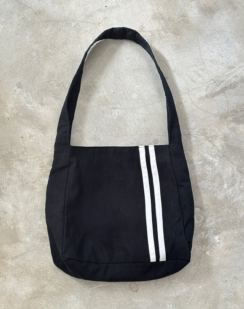 Image of Bolso de lona Pardi en negro con raya blanca