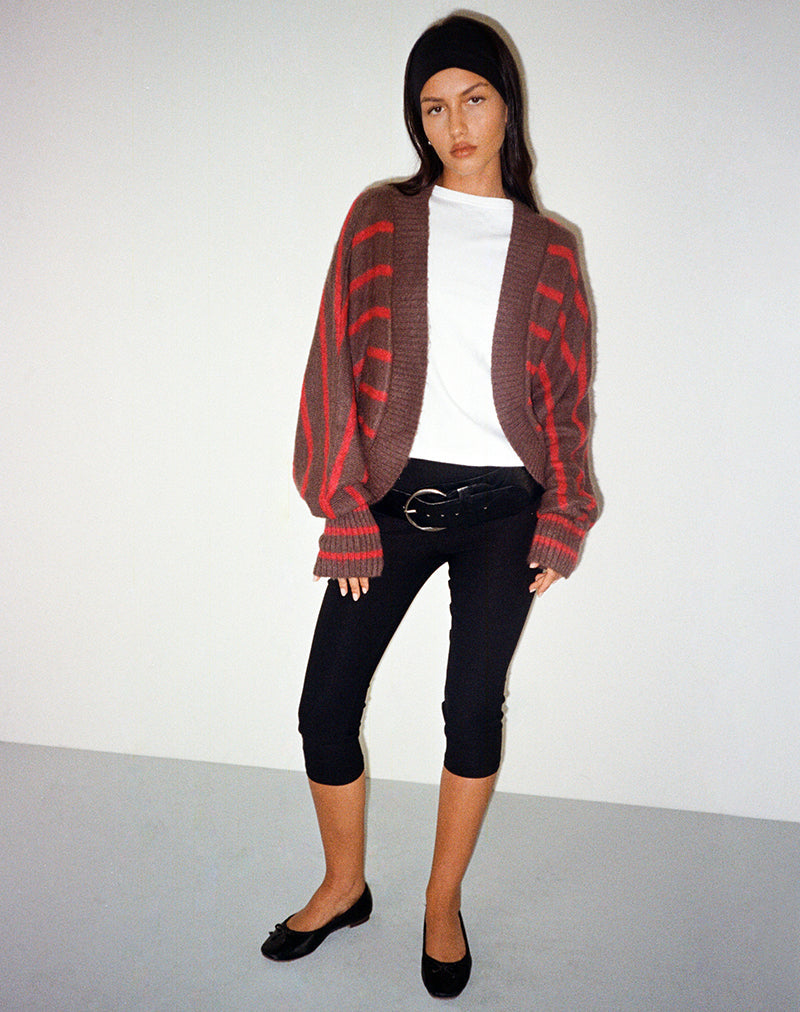 IImagen de Pasha Shrug Cardigan de rayas rojas y marrones