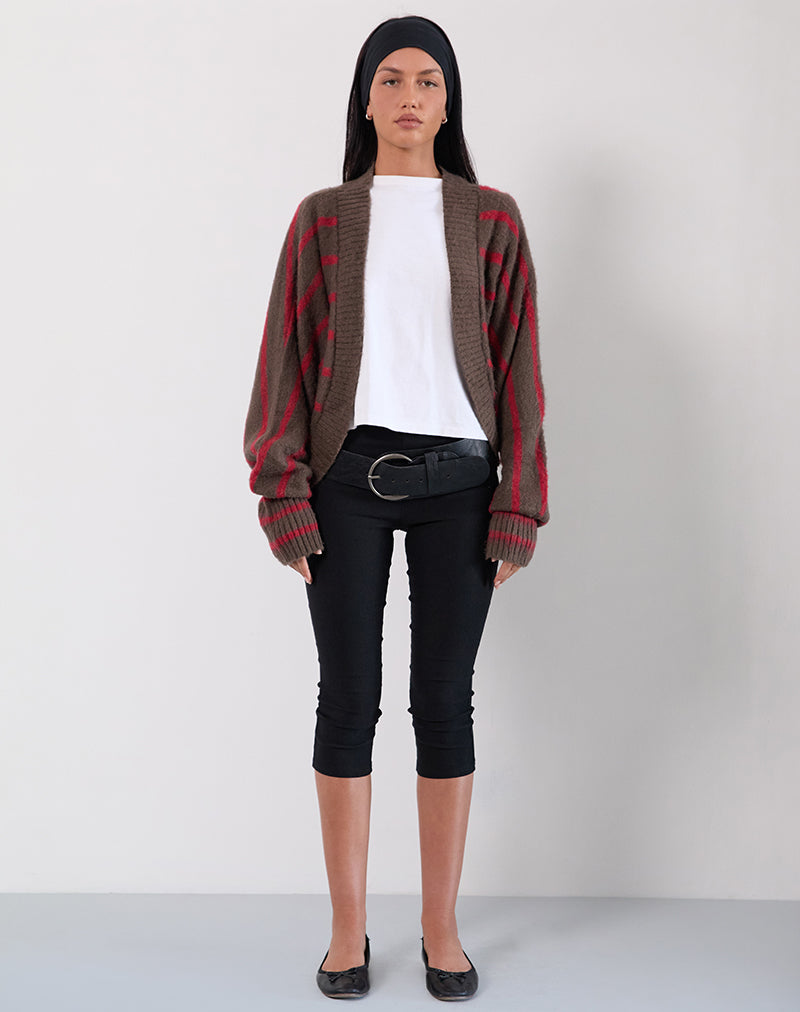 Chaqueta Pasha Shrug a rayas rojas y marrones