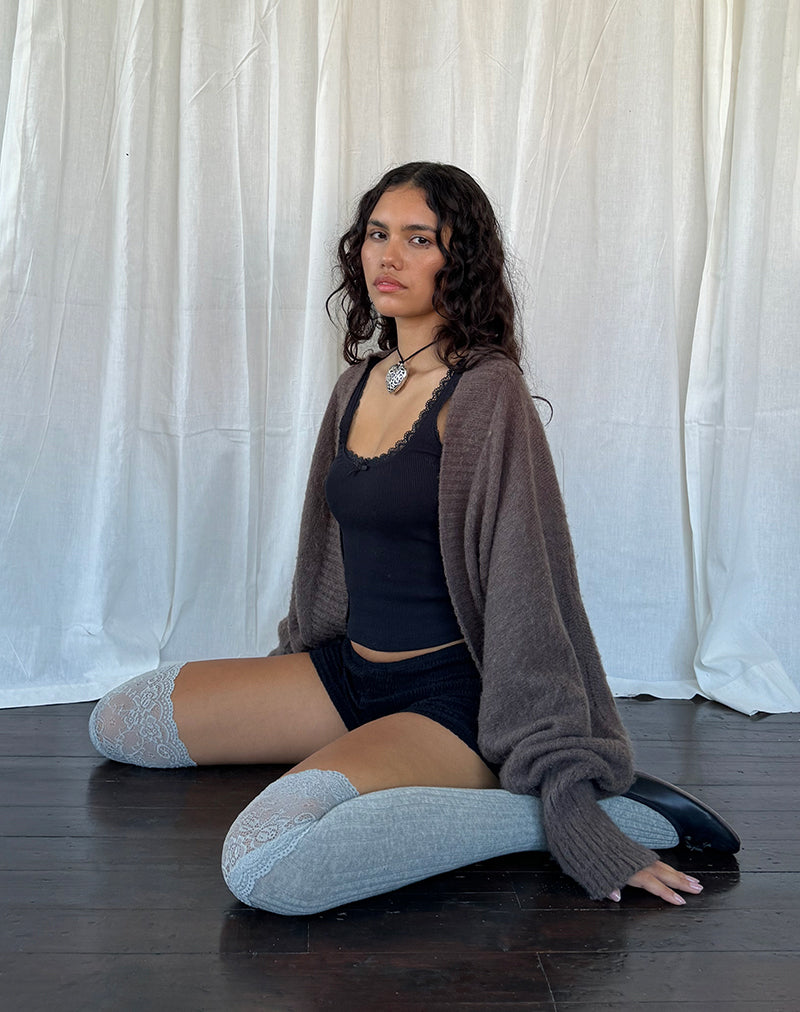 Imagen de Pasha Brushed Knit Shrug Cardigan en Marrón