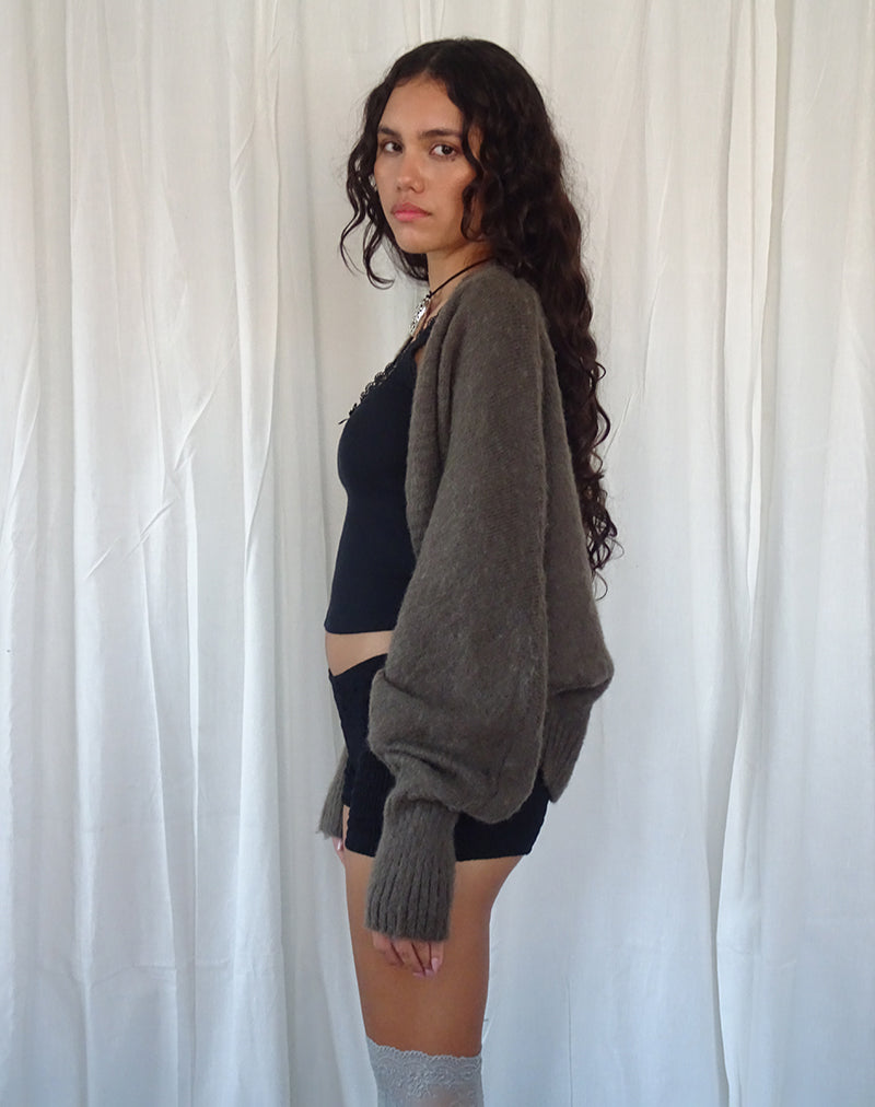 Imagen de Pasha Brushed Knit Shrug Cardigan en Marrón