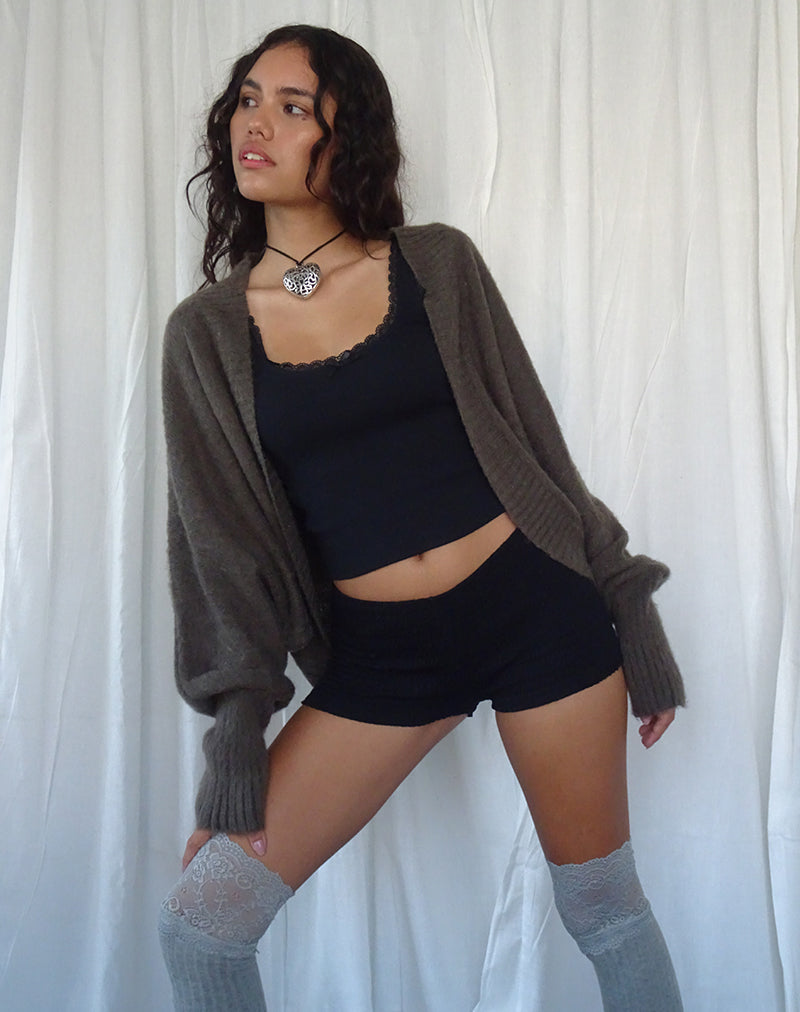 Imagen de Pasha Brushed Knit Shrug Cardigan en Marrón