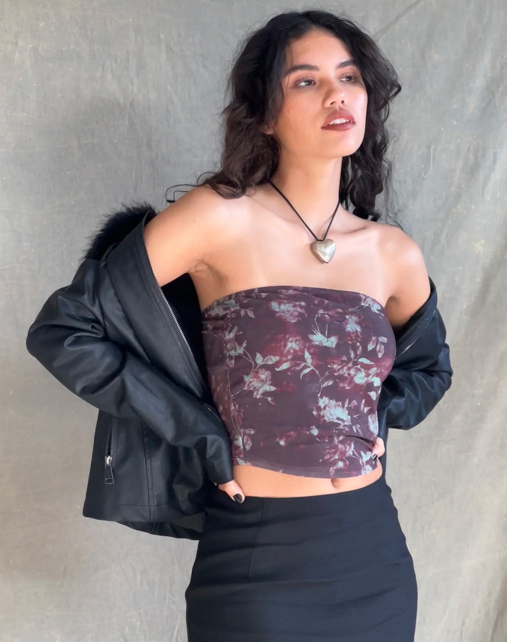 Peggy Bandeau Top en Floral Botánico Marrón