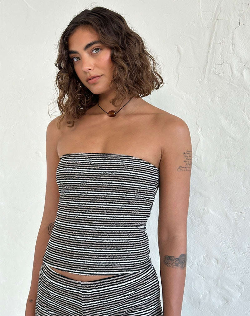 Peggy Bandeau Top de rayas negras y marrones