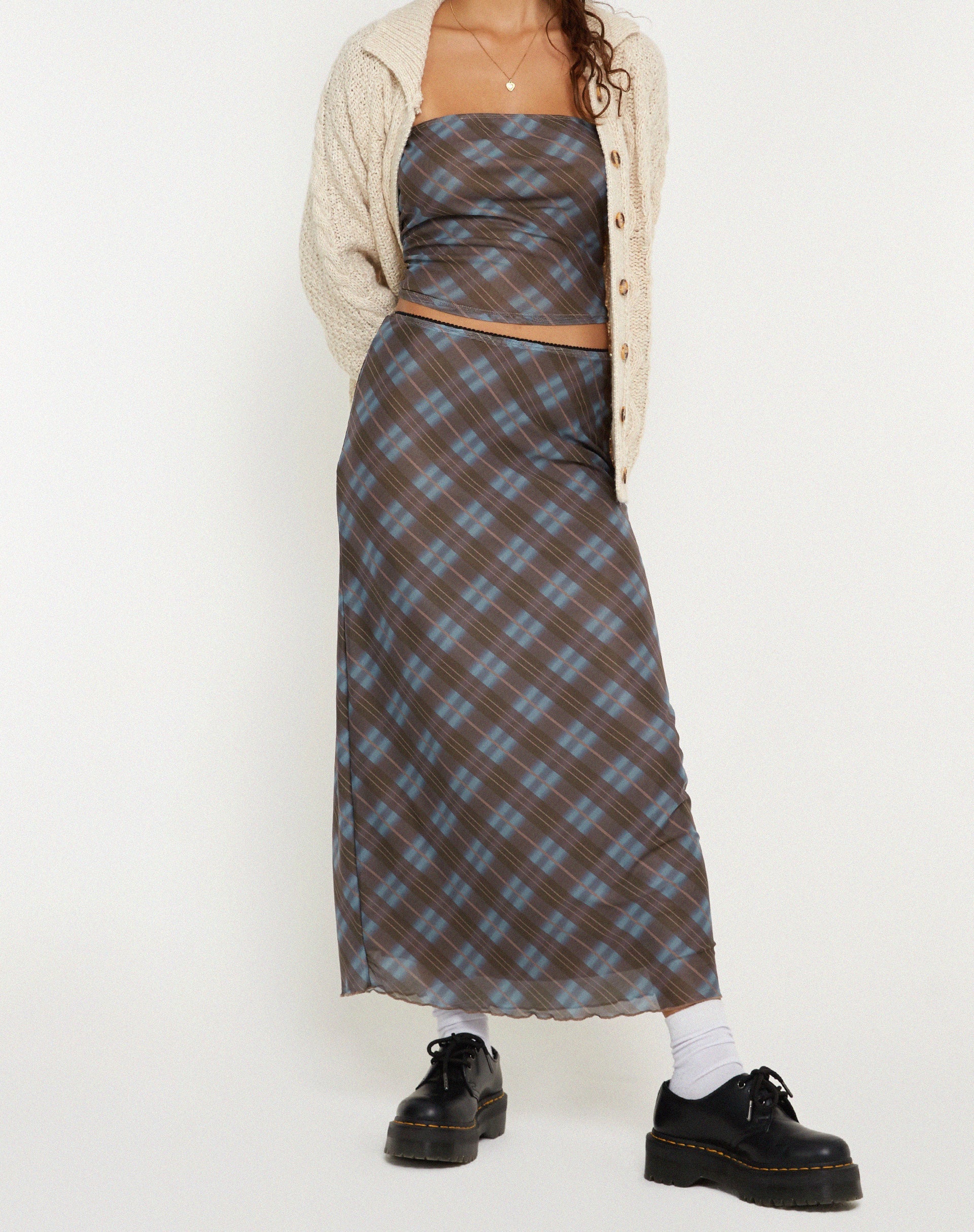imagen de LASSIE SKIRT GREEN BLURRED CHECK DARK OLIVE
