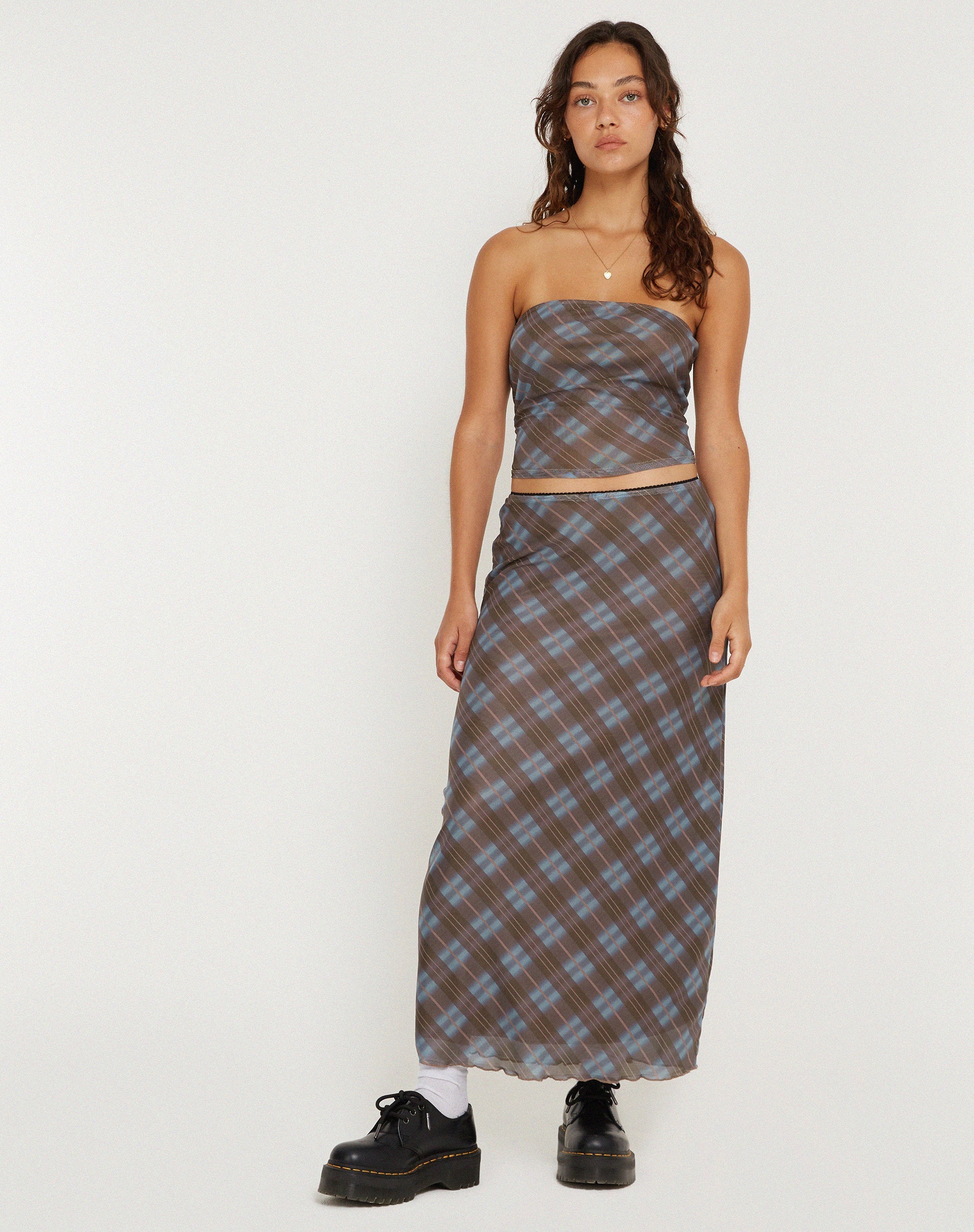 imagen de LASSIE SKIRT GREEN BLURRED CHECK DARK OLIVE
