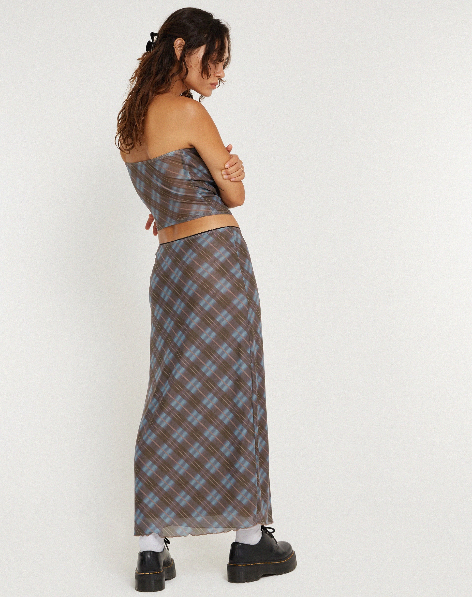imagen de LASSIE SKIRT GREEN BLURRED CHECK DARK OLIVE