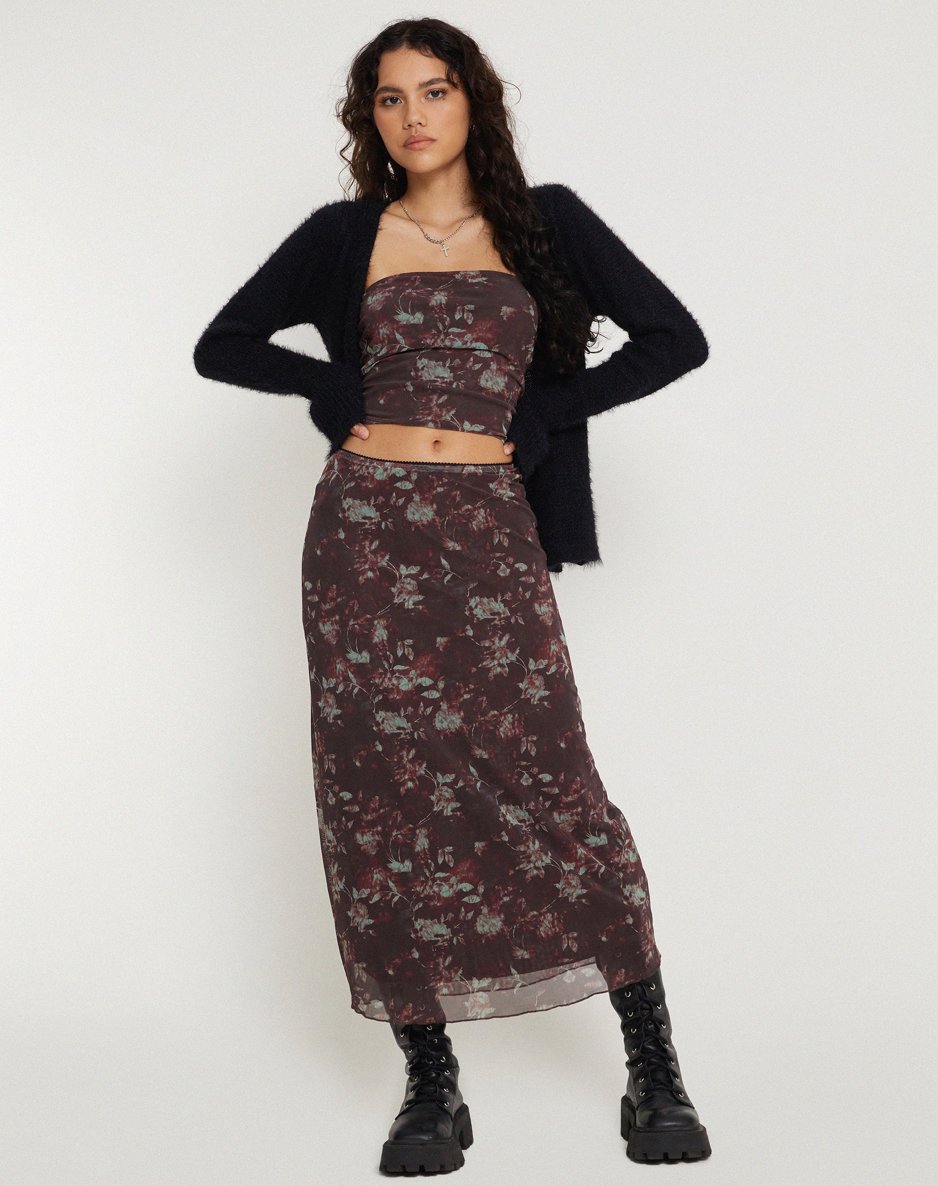 imagen de Lassie Maxi Skirt en Botanical Floral Marrón