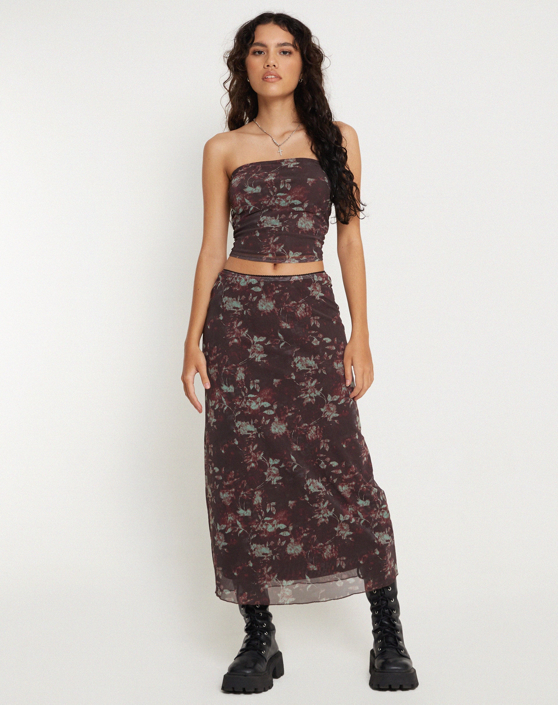 imagen de Lassie Maxi Skirt en Botanical Floral Marrón