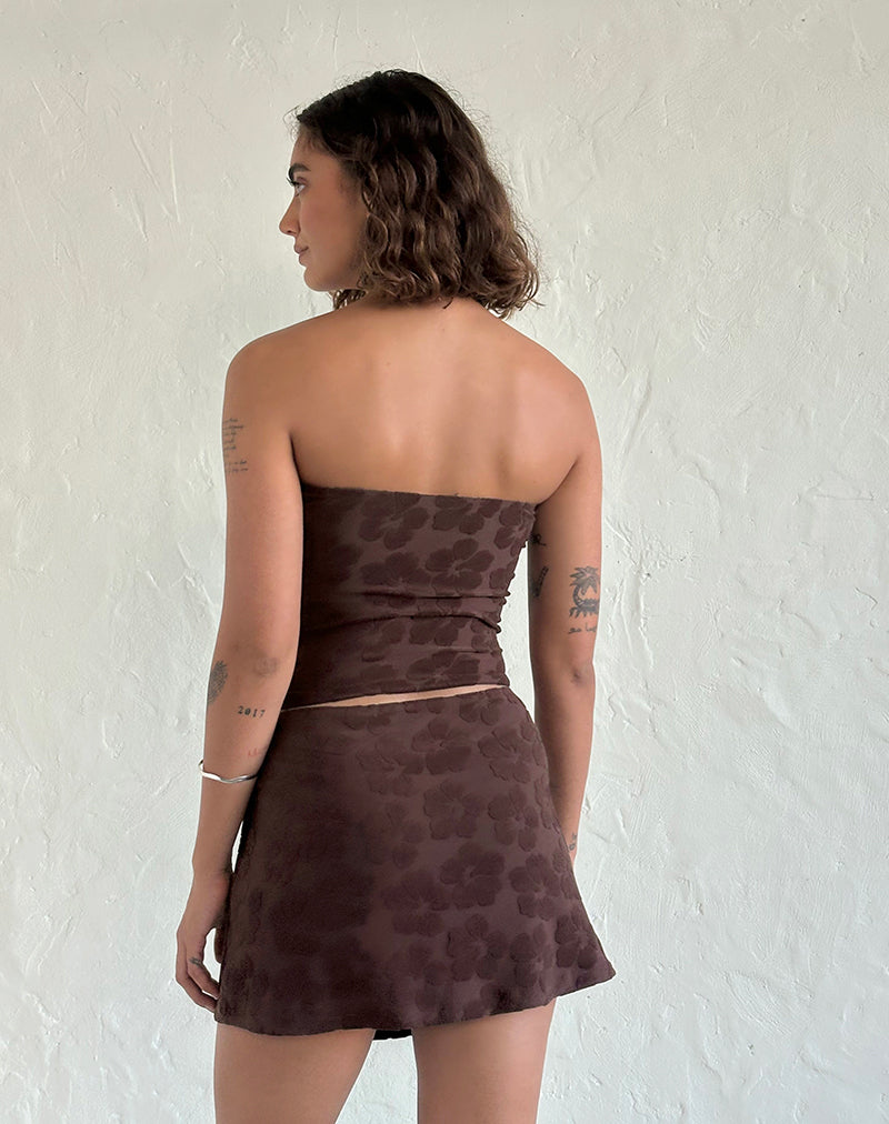 Falda Oruto en Hibiscus Terry Marrón