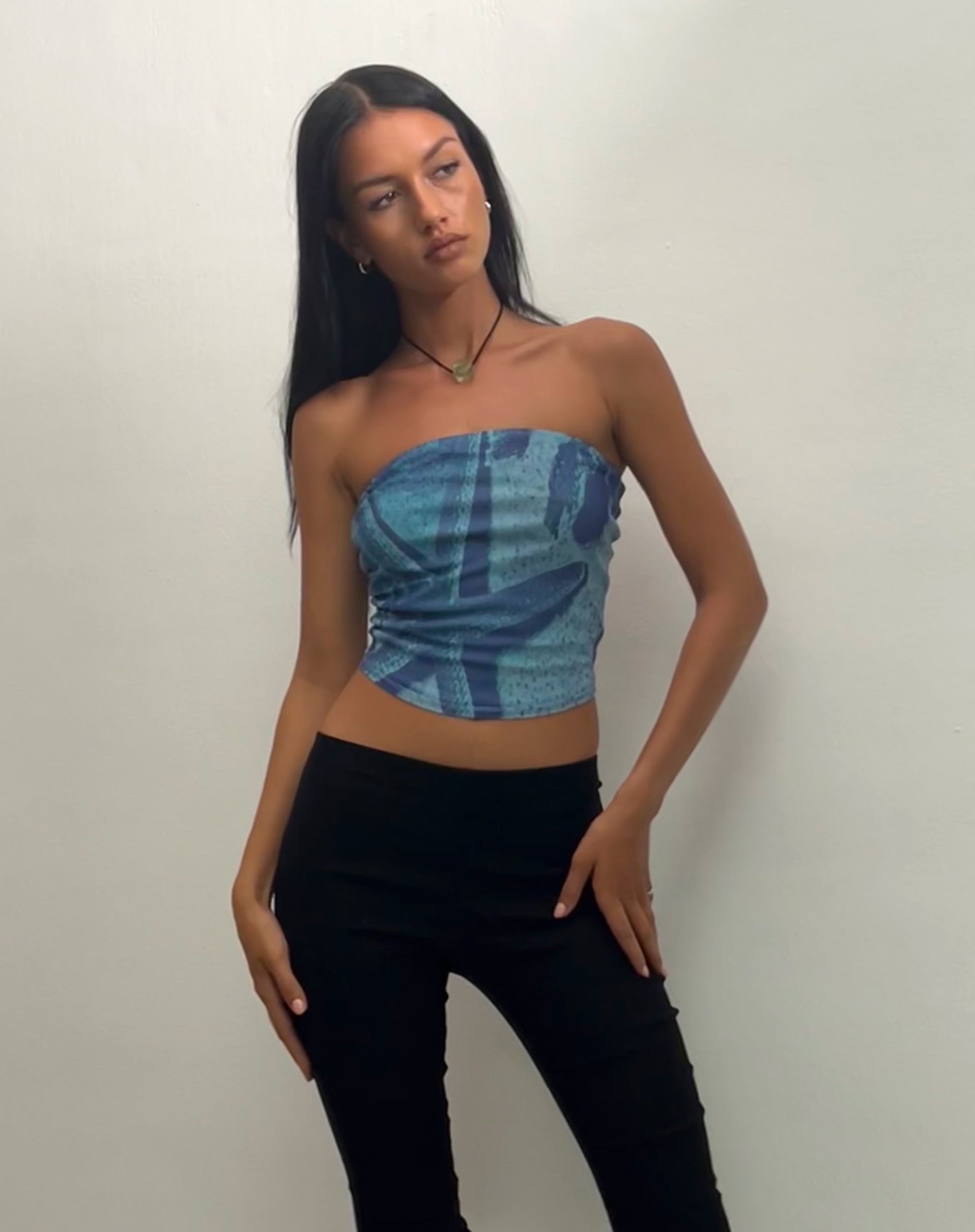 Imagen de Peggy Mesh Bandeau Top in Blue Starfish Photoprint