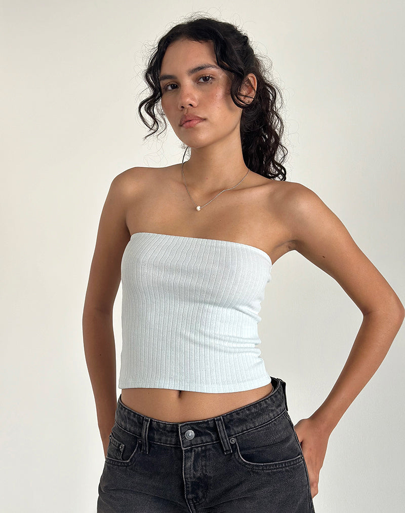 Imagen de Peggy Camiseta de tirantes en Pointelle Azul suave
