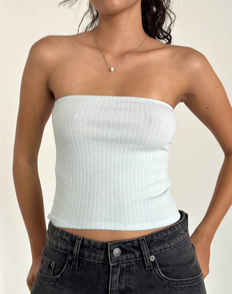 Imagen de Peggy Camiseta de tirantes en Pointelle Azul suave