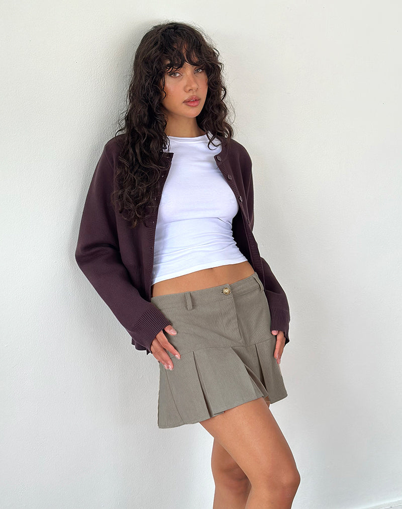 Pegui Minifalda Plisada en Cordón Marrón