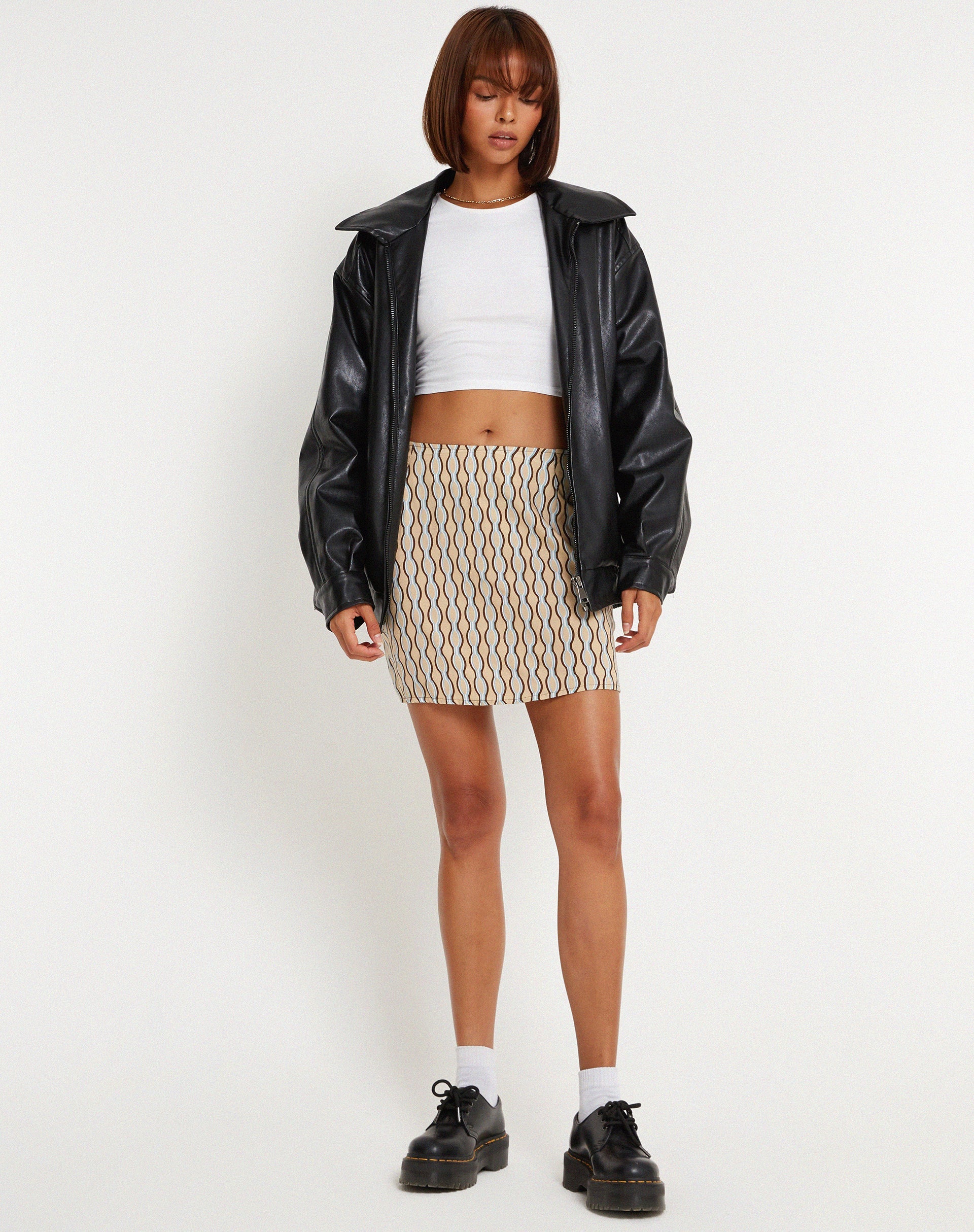 imagen de Pelmo Minifalda en Preppy Geo Marrón