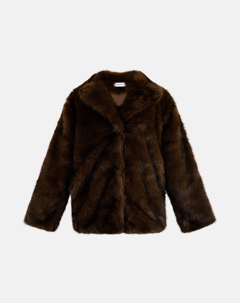 Imagen de la chaqueta Pepita de piel sintética marrón oscuro